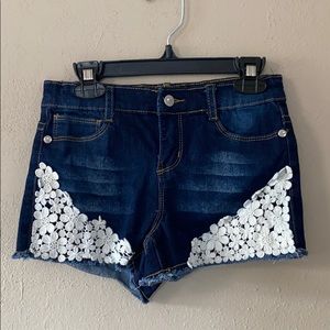 lace jean shorts